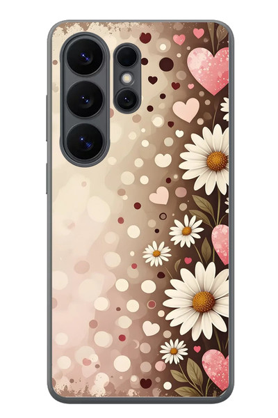 Le Balvo Samsung Galaxy S26 Ultra Uyumlu Kalpli Papatya Damlaları Baskılı Silikon Kılıf