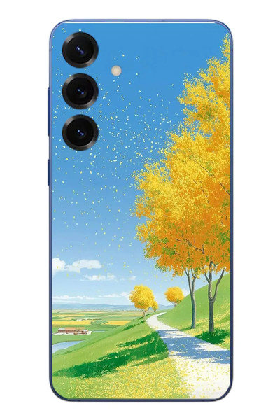 Le Balvo Samsung Galaxy S25 Plus Uyumlu Sarı Sonbahar Ağacı Baskılı Silikon Kılıf