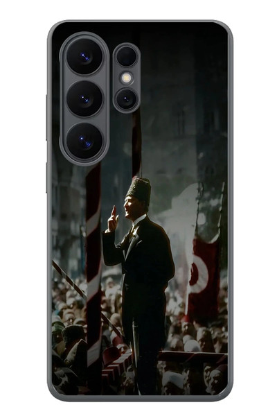 Le Balvo Samsung Galaxy S26 Ultra Uyumlu Atatürk Hitap Ediyor Baskılı Silikon Kılıf