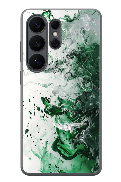 Le Balvo Samsung Galaxy S26 Ultra Uyumlu Yeşil Beyaz Dalgalar Baskılı Silikon Kılıf