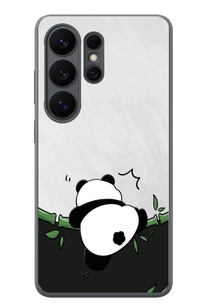 Le Balvo Samsung Galaxy S26 Ultra Uyumlu Bambuya Çıkan Panda Baskılı Silikon Kılıf