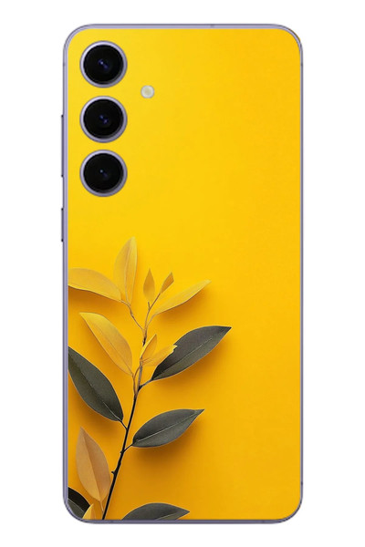 Le Balvo Samsung Galaxy S24 Plus Uyumlu Sarı Siyah Çiçekler Baskılı Silikon Kılıf