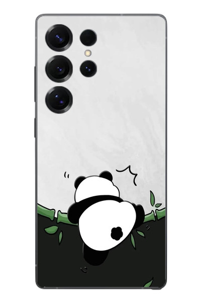 Le Balvo Samsung Galaxy S25 Ultra Uyumlu Bambuya Çıkan Panda Baskılı Silikon Kılıf