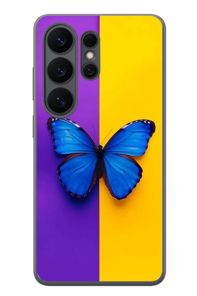 Le Balvo Samsung Galaxy S26 Ultra Uyumlu Mor Sarı Kelebek Baskılı Silikon Kılıf