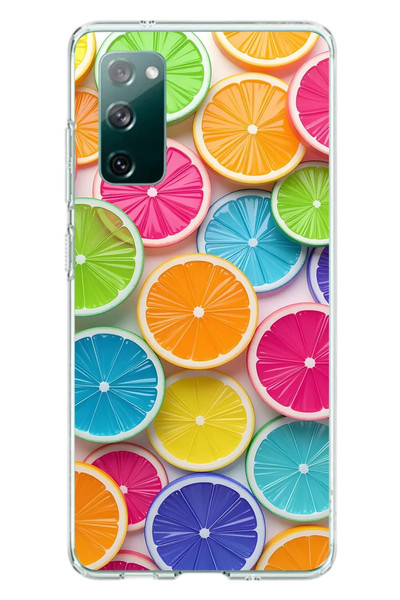 Le Balvo Samsung Galaxy S20 FE Uyumlu Renkli Lime Dilimler Baskılı Silikon Kılıf