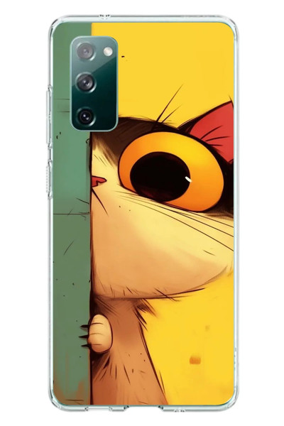 Le Balvo Samsung Galaxy S20 FE Uyumlu Tek Gözlü Kedi Baskılı Silikon Kılıf