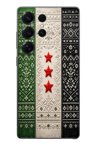 Le Balvo Samsung Galaxy S25 Ultra Uyumlu Suriye Bayrağı Dokuma Baskılı Silikon Kılıf