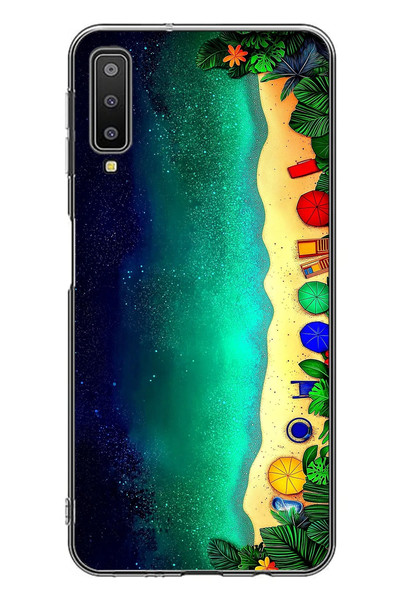 Le Balvo Samsung Galaxy A7 2018 Uyumlu Tatil Kumsal Gecesi Baskılı Silikon Kılıf