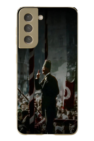 Le Balvo Samsung Galaxy S21 FE Uyumlu Atatürk Hitap Ediyor Baskılı Silikon Kılıf