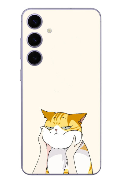 Le Balvo Samsung Galaxy S24 Plus Uyumlu Sarı Kedi Yanakları Baskılı Silikon Kılıf