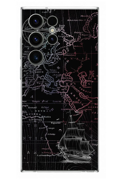 Le Balvo Samsung Galaxy S23 Ultra Uyumlu Denizci Dünya Haritası Baskılı Silikon Kılıf