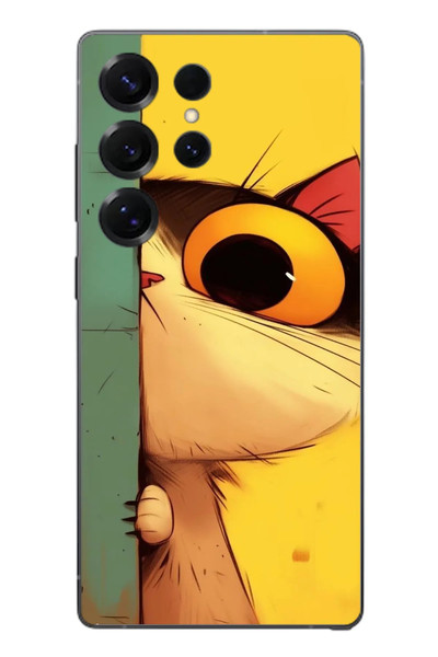 Le Balvo Samsung Galaxy S25 Ultra Uyumlu Tek Gözlü Kedi Baskılı Silikon Kılıf