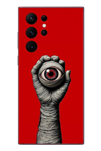 Le Balvo Samsung Galaxy S22 Ultra Uyumlu Tek Göz Elde Baskılı Silikon Kılıf