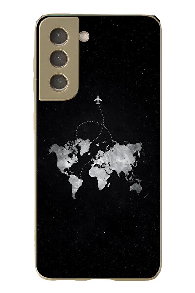 Le Balvo Samsung Galaxy S21 FE Uyumlu Dünya Haritası Uçuş Baskılı Silikon Kılıf