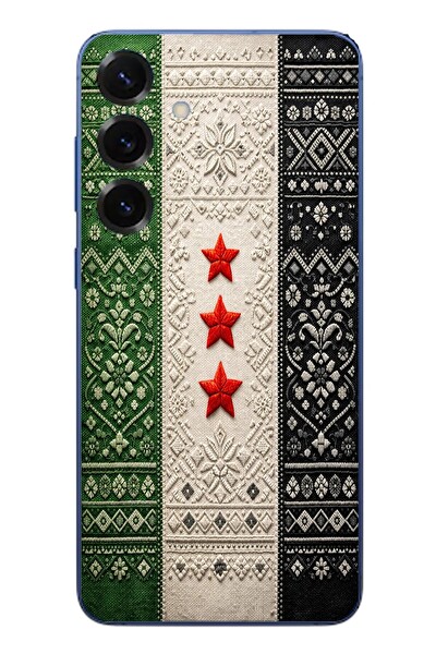Le Balvo Samsung Galaxy S25 Plus Uyumlu Suriye Bayrağı Dokuma Baskılı Silikon Kılıf