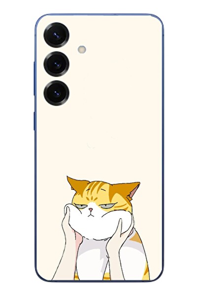 Le Balvo Samsung Galaxy S25 Plus Uyumlu Sarı Kedi Yanakları Baskılı Silikon Kılıf
