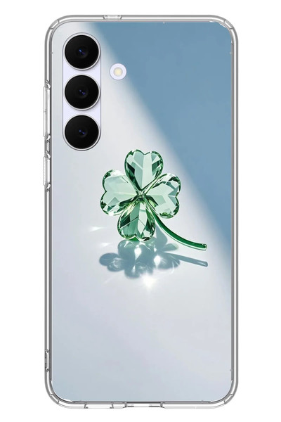 Le Balvo Samsung Galaxy S25 FE Uyumlu Yeşil Yonca Baskılı Silikon Kılıf