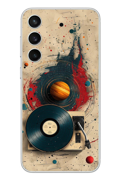Le Balvo Samsung Galaxy S23 FE Uyumlu Plak Gezegeni Baskılı Silikon Kılıf