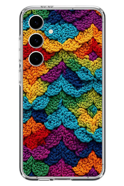 Le Balvo Samsung Galaxy S24 FE Uyumlu Renkli Örgüler Baskılı Silikon Kılıf