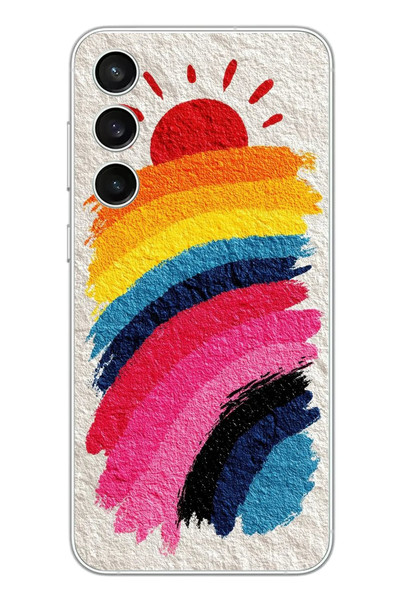 Le Balvo Samsung Galaxy S23 FE Uyumlu Güneşli Gökkuşağı Baskılı Silikon Kılıf