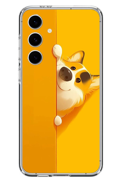Le Balvo Samsung Galaxy S24 FE Uyumlu Sarı Köpek Baskılı Silikon Kılıf