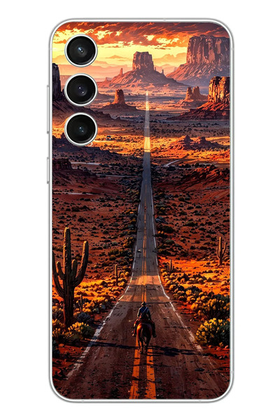 Le Balvo Samsung Galaxy S23 FE Uyumlu Kovboy Yolda Baskılı Silikon Kılıf