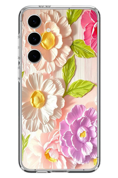 Le Balvo Samsung Galaxy S24 FE Uyumlu Beyaz Papatyalar Baskılı Silikon Kılıf
