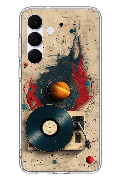 Le Balvo Samsung Galaxy S25 FE Uyumlu Plak Gezegeni Baskılı Silikon Kılıf