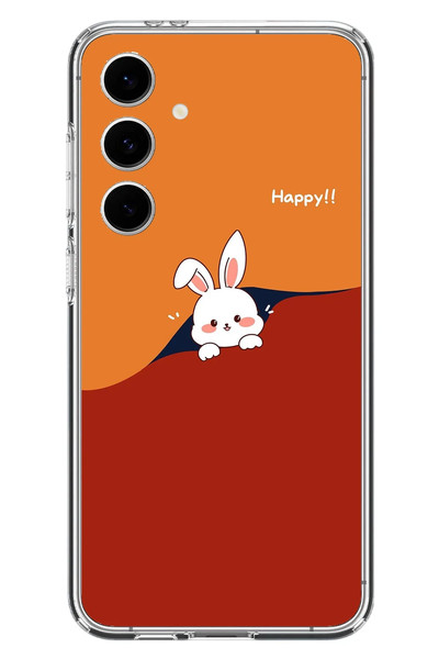 Le Balvo Samsung Galaxy S24 FE Uyumlu Mutlu Tavşan Baskılı Silikon Kılıf