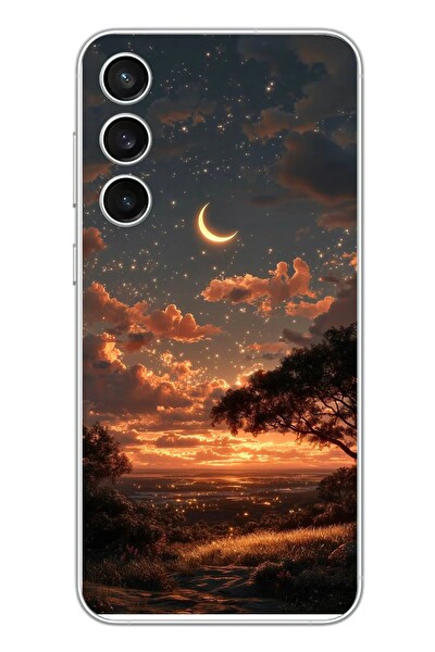 Le Balvo Samsung Galaxy S23 FE Uyumlu Ay Gecesi Baskılı Silikon Kılıf