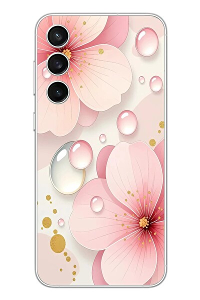 Le Balvo Samsung Galaxy S23 FE Uyumlu Damlalı Çiçekler Baskılı Silikon Kılıf