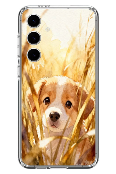 Le Balvo Samsung Galaxy S24 FE Uyumlu Golden Köpek Baskılı Silikon Kılıf