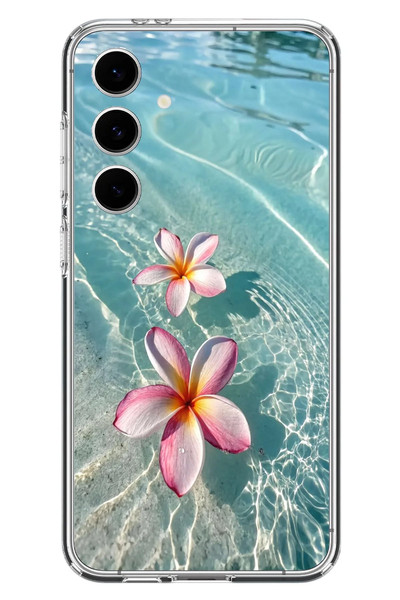 Le Balvo Samsung Galaxy S24 FE Uyumlu Denizde Çiçekler Baskılı Silikon Kılıf