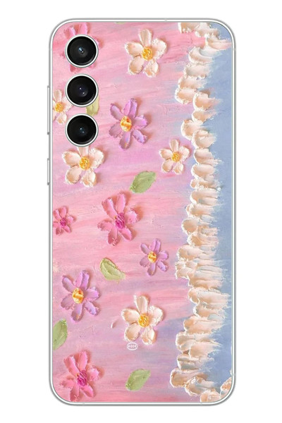 Le Balvo Samsung Galaxy S23 FE Uyumlu Çiçek Dalgaları Baskılı Silikon Kılıf