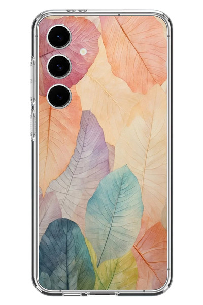 Le Balvo Samsung Galaxy S24 FE Uyumlu Hafif Yapraklar Baskılı Silikon Kılıf