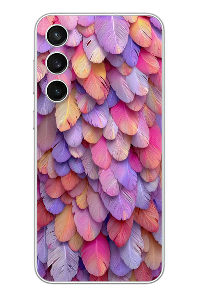 Le Balvo Samsung Galaxy S23 FE Uyumlu Tüylü Kalpler Baskılı Silikon Kılıf