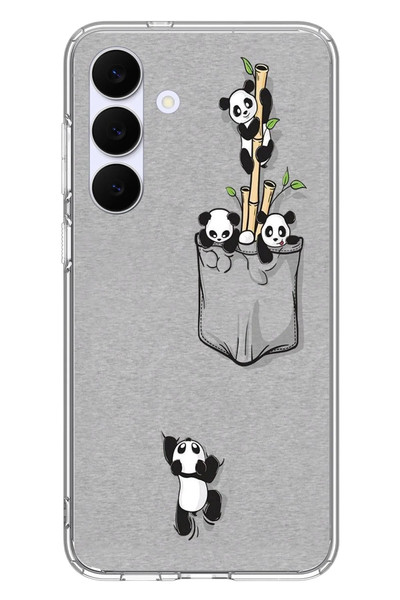 Le Balvo Samsung Galaxy S25 FE Uyumlu Cepli Panda Baskılı Silikon Kılıf