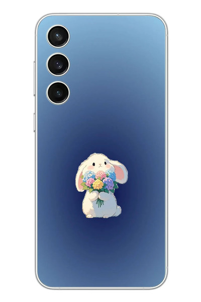 Le Balvo Samsung Galaxy S23 FE Uyumlu Çiçekli Tavşan Baskılı Silikon Kılıf