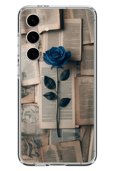 Le Balvo Samsung Galaxy S24 FE Uyumlu Mor Gül Baskılı Silikon Kılıf