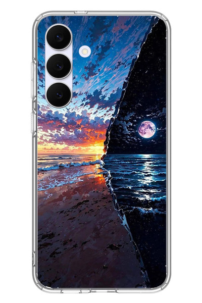 Le Balvo Samsung Galaxy S25 FE Uyumlu Deniz Günbatımı Baskılı Silikon Kılıf