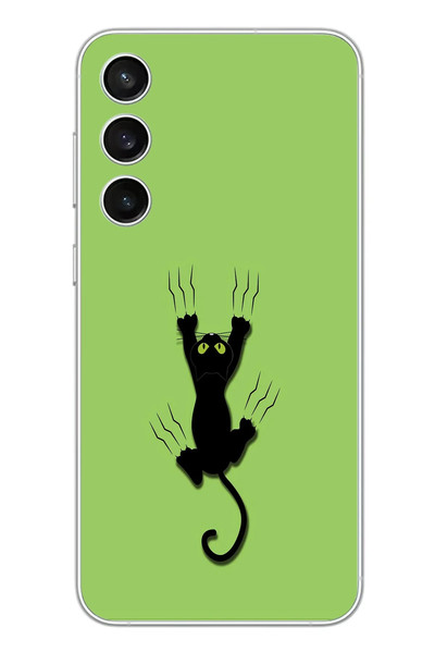 Le Balvo Samsung Galaxy S23 FE Uyumlu Tutunan Kedi Baskılı Silikon Kılıf
