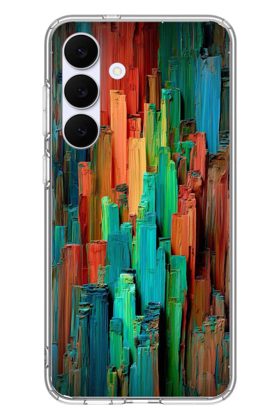 Le Balvo Samsung Galaxy S25 FE Uyumlu Dikey Renkler Baskılı Silikon Kılıf