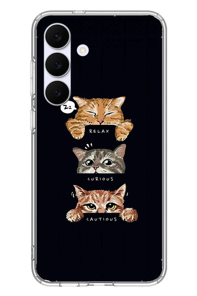 Le Balvo Samsung Galaxy S25 FE Uyumlu Kedi Halleri Baskılı Silikon Kılıf