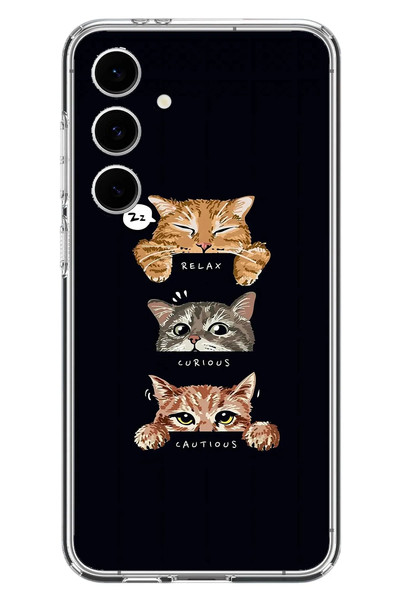 Le Balvo Samsung Galaxy S24 FE Uyumlu Kedi Halleri Baskılı Silikon Kılıf