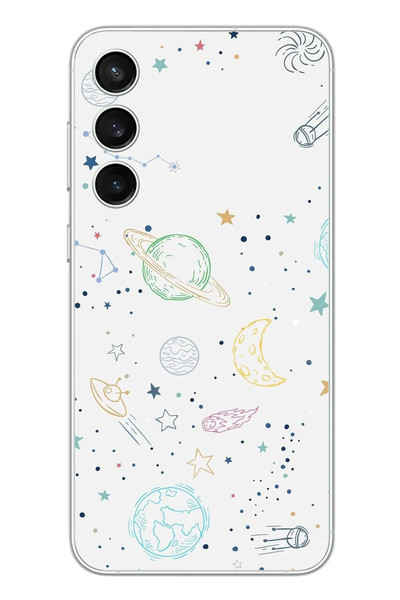 Le Balvo Samsung Galaxy S23 FE Uyumlu Uzay Yolculuğu Baskılı Silikon Kılıf
