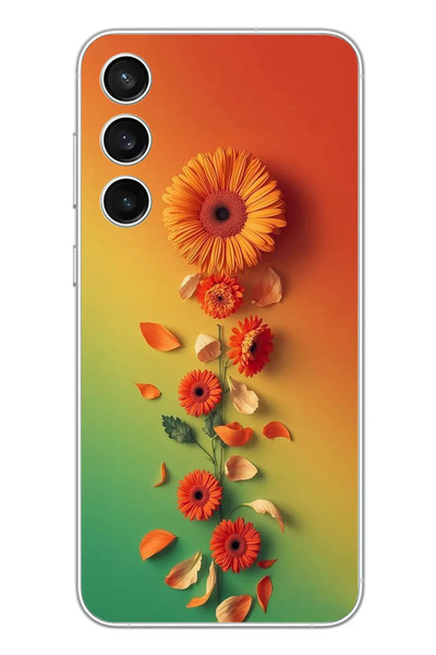 Le Balvo Samsung Galaxy S23 FE Uyumlu Ayçiçeği Bükleleri Baskılı Silikon Kılıf