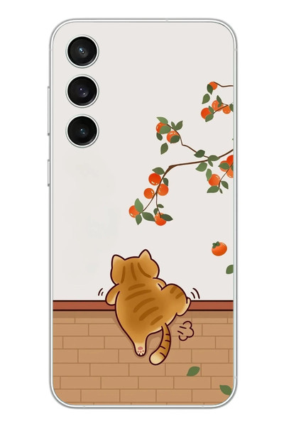 Le Balvo Samsung Galaxy S23 FE Uyumlu Kedi Tırmanıyor Baskılı Silikon Kılıf