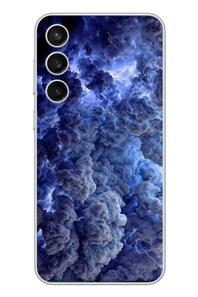 Le Balvo Samsung Galaxy S23 FE Uyumlu Mor Bulutlar Baskılı Silikon Kılıf