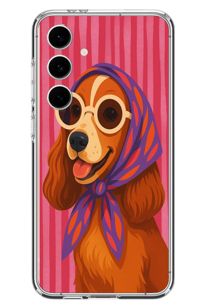 Le Balvo Samsung Galaxy S24 FE Uyumlu Gözlüklü Köpek Baskılı Silikon Kılıf