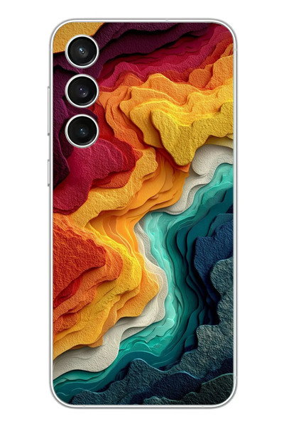 Le Balvo Samsung Galaxy S23 FE Uyumlu Renk Dalgaları Baskılı Silikon Kılıf